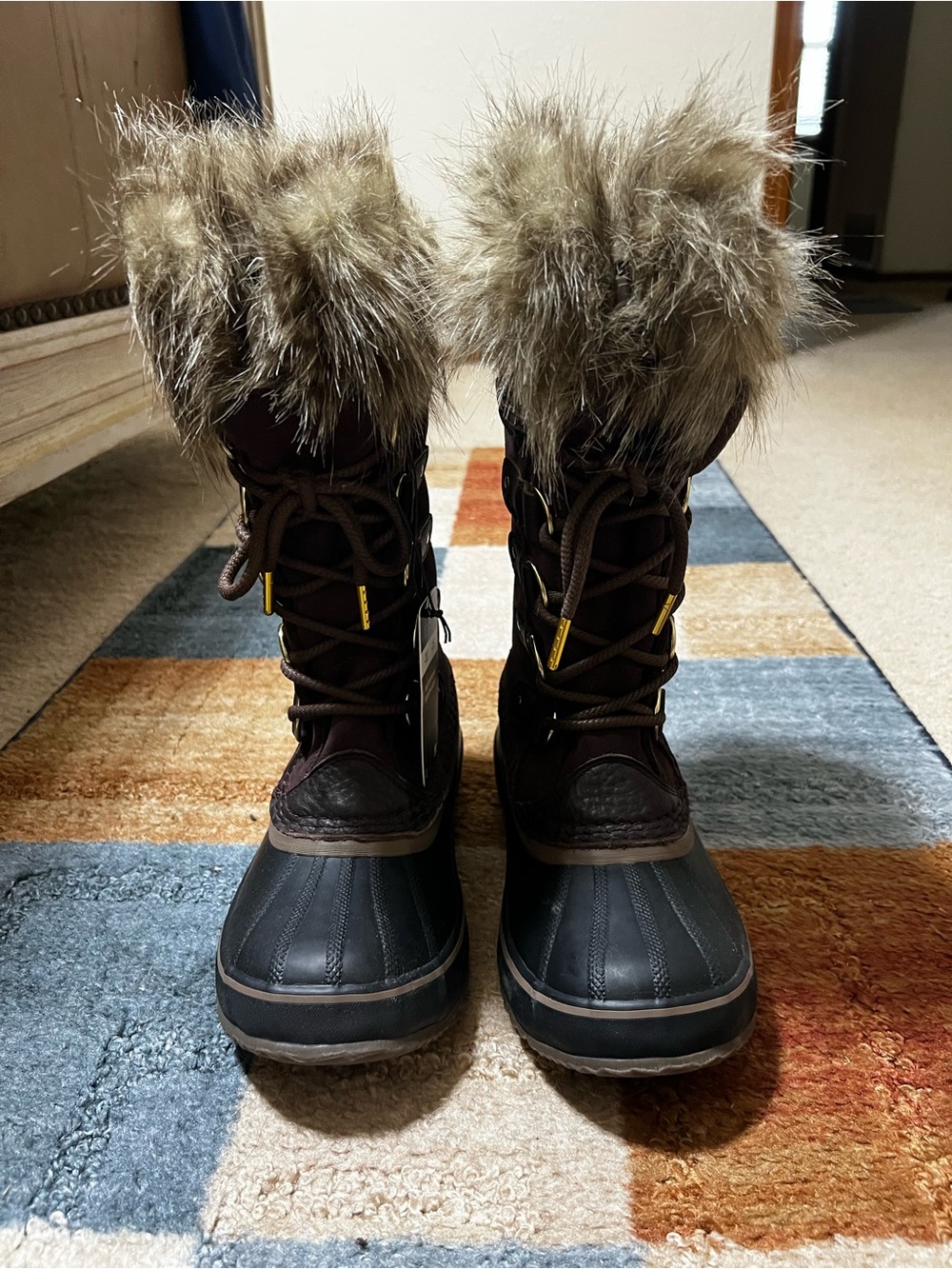 Sorel Dark Brown and Black Faux-Fur Trim Waterproof Winter Boots